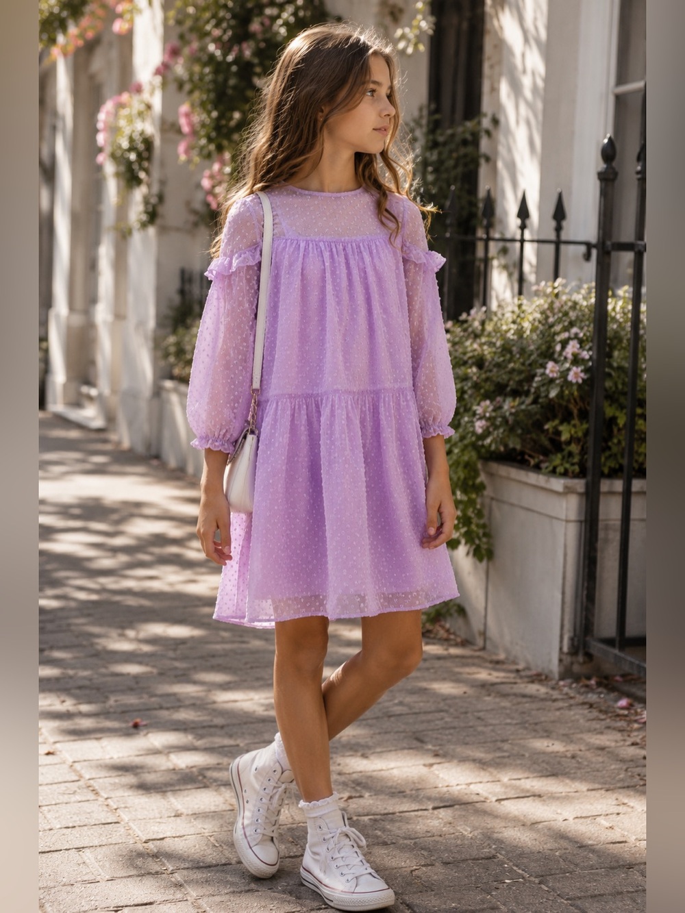 Zara Girls Lavender Swiss Dot Dress | NWT | Size 10Y (140 cm)